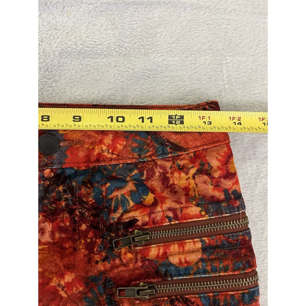 Free People Velvet Skinny Sz 2 Floral Print Jeans Zip Pockets Anthropologie - Picture 7 of 12